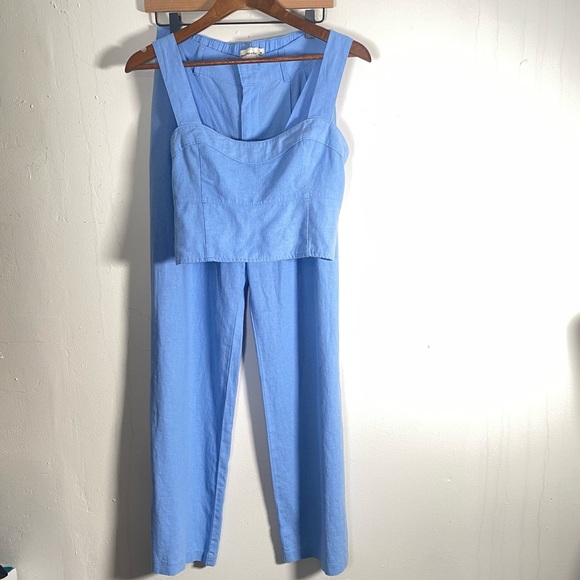 Abercrombie & Fitch Blue Two Piece Matching  Crop Top + Wide Leg Pants Medium - Picture 3 of 15